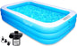 Toysical Inflatable Family Pool with Pump, 118" x 72" x 22", 312-Gallon Above Ground Swimming Pool for Kids & Adults, Rectangular PVC Pool with Air Pump & Repair Patches