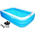 Inflatable Swimming Pool, 120" x 72" x 24", 380-Gallon Rectangular Family Pool with Thickened PVC, Anti-Slip Inflatable Floor for Kids & Adults, Backyard Garden Lawn
