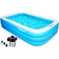 Inflatable Swimming Pool, 120" x 72" x 24", 380-Gallon Rectangular Family Pool with Thickened PVC, Anti-Slip Inflatable Floor for Kids & Adults, Backyard Garden Lawn