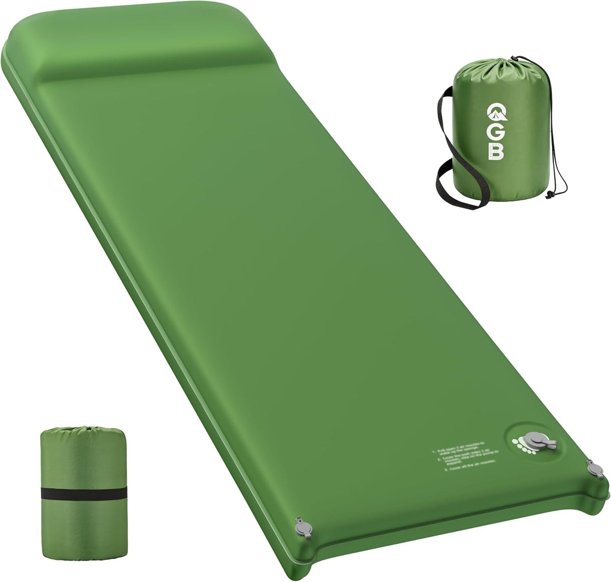 Memory Foam Camping Sleeping Pad, Foldable and Portable Self-Inflating Camping Mattress Pad, 9.5 R-Value Insulated & Quiet Sleeping Mat with Pillow, Compact for Backpacking Hiking Car Traveling Tent