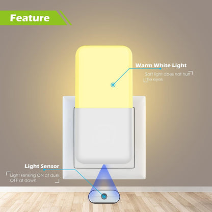 MAZ-TEK Plug-In Night Light, Warm White LED with Dusk-to-Dawn Sensor, 6-Pack
