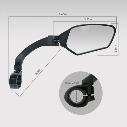 TXZSXS Adjustable Handlebar Bike Mirrors, Left & Right Bicycle Mirror Set, HD Shatterproof Convex Glass, 360° Rotatable Universal Rearview Mirrors for MTB, E-Bikes & Scooters, Black