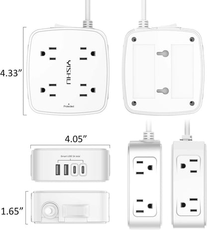 YISHU 6Ft Surge Protector Power Strip with 8 Outlets & 4 USB Ports