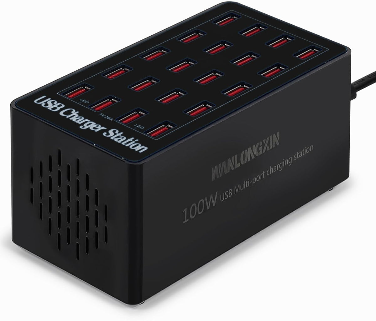 USB Charging Station,100W 20-Port Multi Smart Safety Fast Charger Station for Phone Tablet Watch Headphone PS, Compact Desktop Charger Home Office Travel