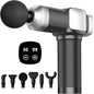 CAMEFER Deep Tissue Massage Gun, Handheld Percussion Muscle Massager with 30 Speeds and 6 Massage Heads, 12mm Amplitude, Rechargeable, Black Gray
