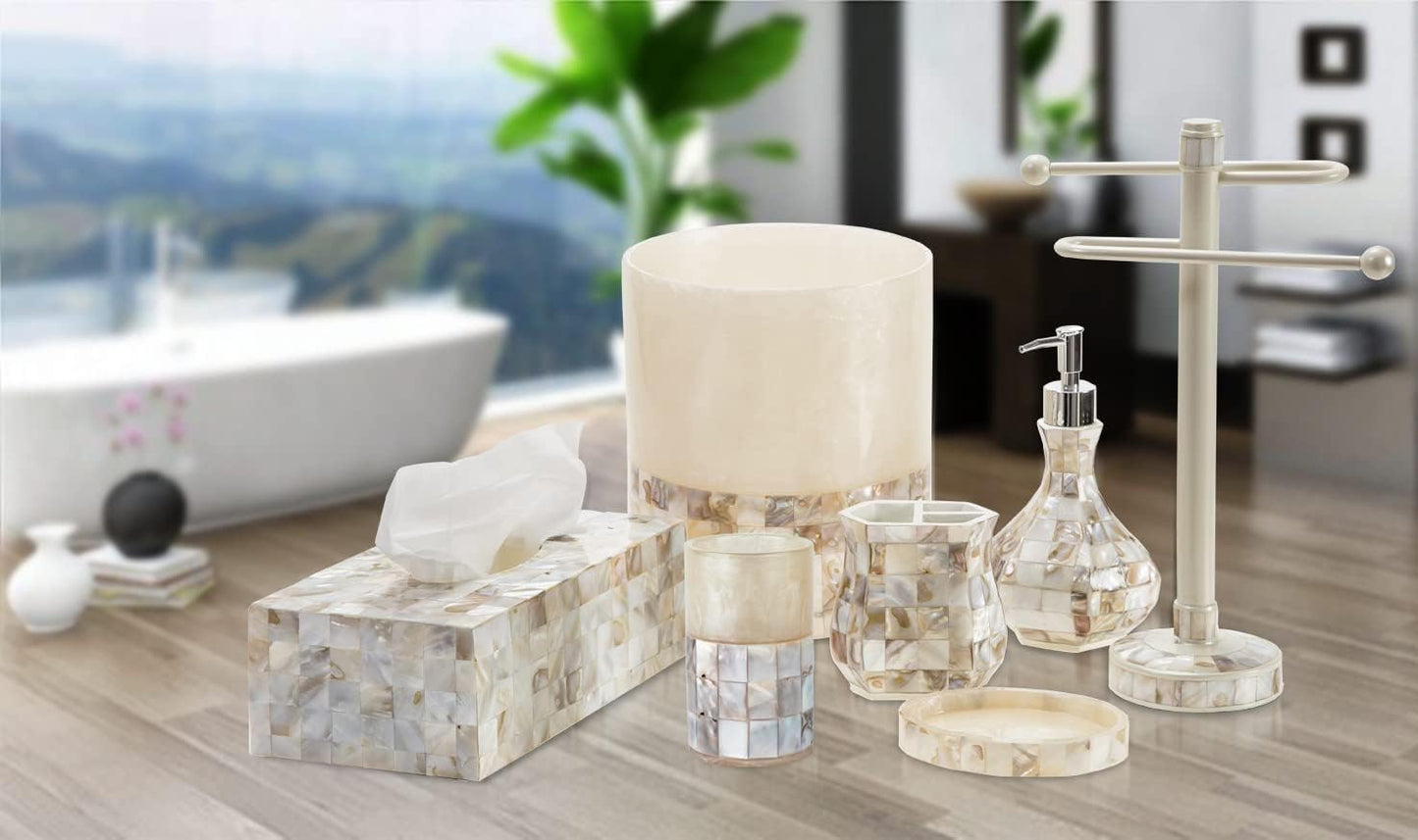 Milano Mother of Pearl 4 Piece Resin Bathroom Accessories Set
