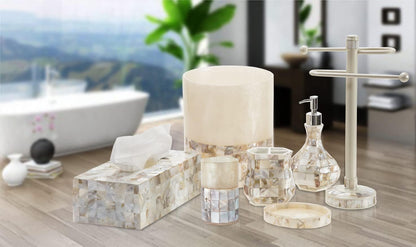 Milano Mother of Pearl 4 Piece Resin Bathroom Accessories Set