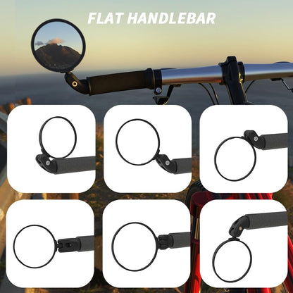 BriskMore Bike Bar End Mirrors, 2-Pack 3-Inch HD Convex Glass Bicycle Rearview Mirrors, 360° Rotatable & 180° Adjustable, Shatter-Resistant Mirrors for Flat & Drop Handlebars