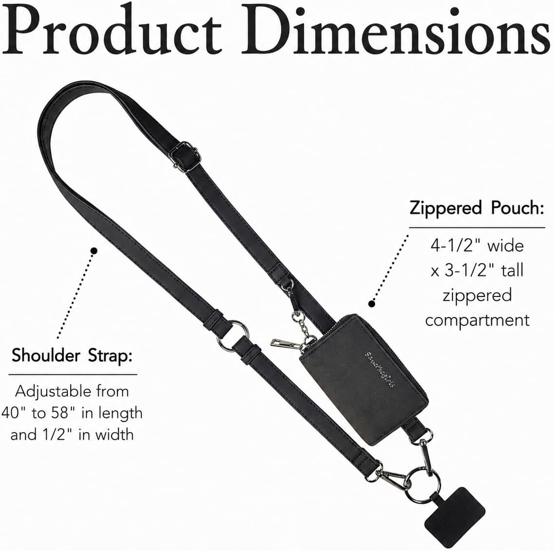Save the Girls Clip and Go Brushed Vegan Phone Lanyard - Crossbody Phone Case with Pouch, Adjustable and Removable Strap