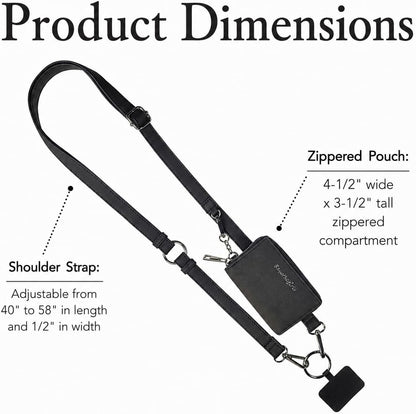 Save the Girls Clip and Go Brushed Vegan Phone Lanyard - Crossbody Phone Case with Pouch, Adjustable and Removable Strap