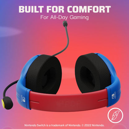 PDP Gaming Bundle Kit: AIRLITE Wired Headset with Mic + REMATCH Wired Pro Controller, Officially Licensed Nintendo Switch/Lite/OLED, Super Mario Dash (Red & Blue)