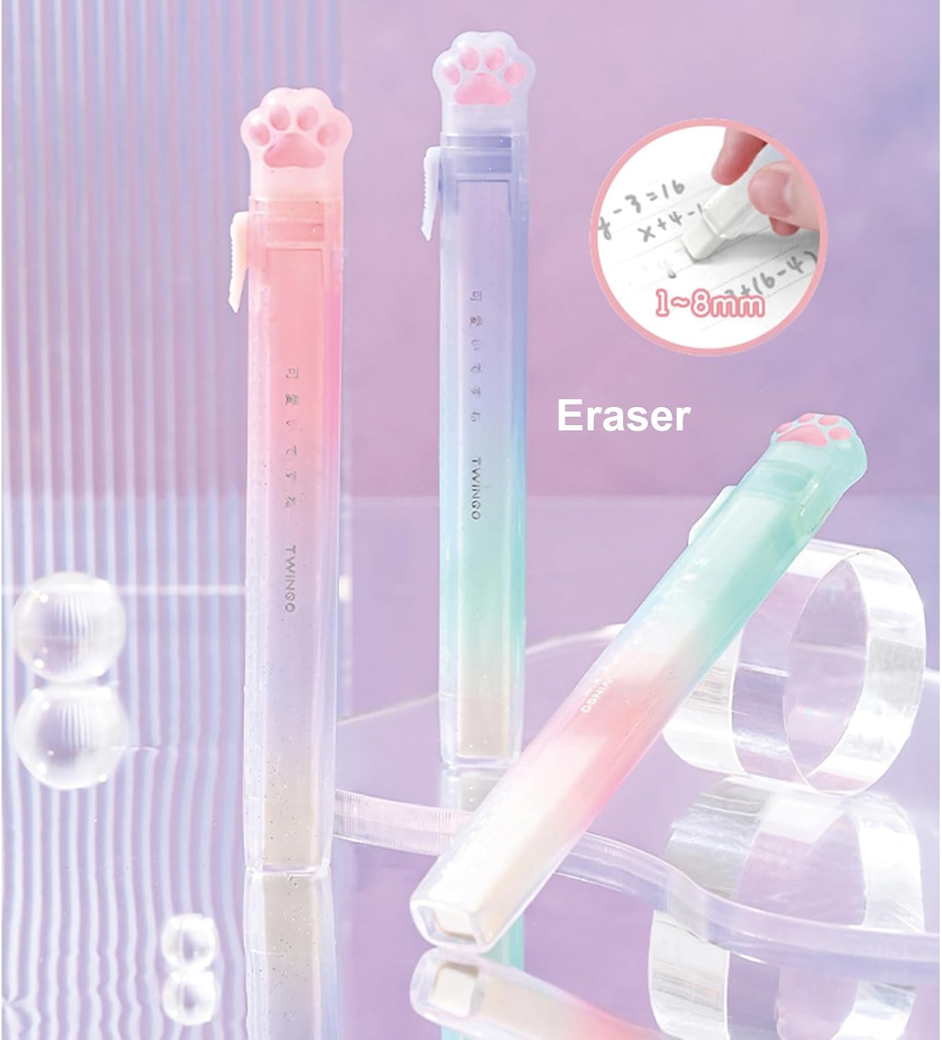 MOZXIRZ 9-Piece Cute Green Stationery Set, Cat Paw Kawaii School Supplies Kit with Pens, Highlighter, Ruler, Eraser, Correction Tape, Sharpener and Memo Pads
