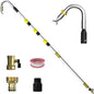 24FT Reach Telescopic Gutter Cleaning Tool, 8-15FT Gutter Cleaner from the ground with 360°Rotatable Duckbill Metal Head, Shut Off Valve, Leak-Proof Gutter Cleaning Wand for Garden Hose