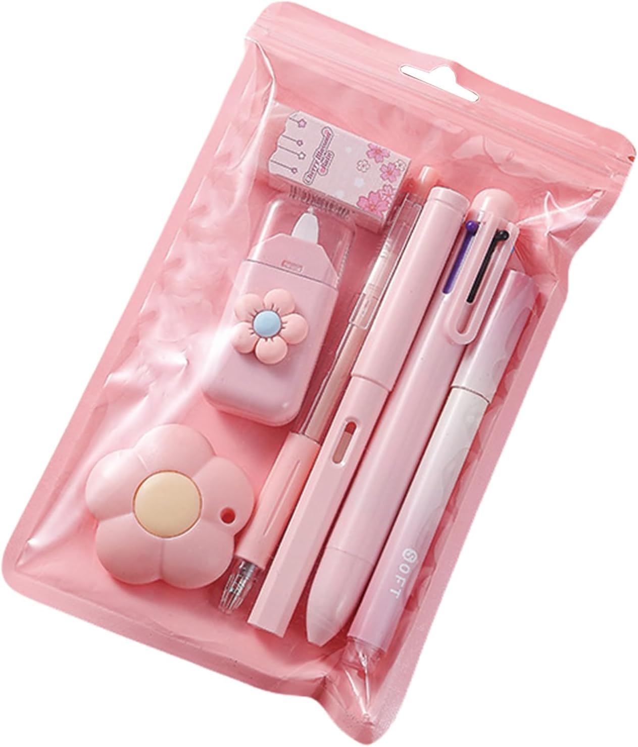 MOZXIRZ 7-Piece Cute Pink Stationery Set