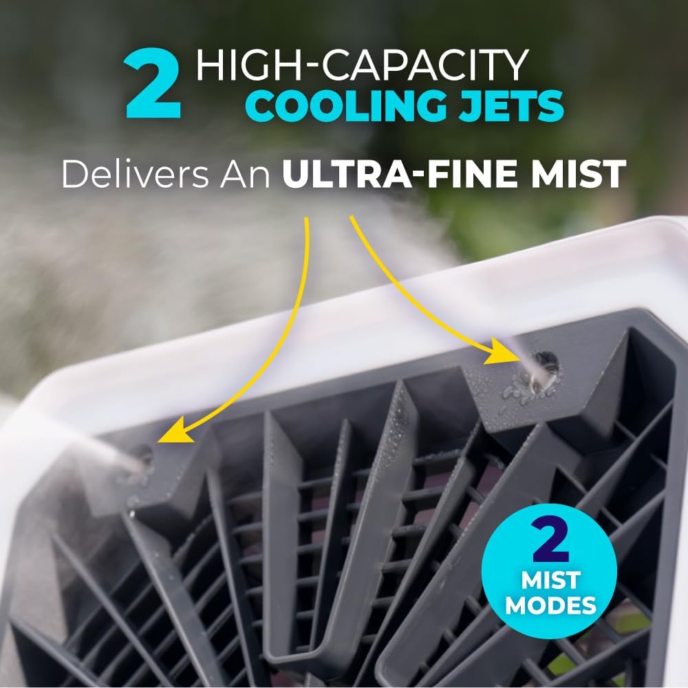 Arctic Air Outdoor Evaporative Cooler, Portable & Ultra-Quiet Air Cooler with 4 Fan Speeds, USB Rechargeable, 6-Hour Battery Life, Great for the Beach, Pool, Deck, Garden & More,White