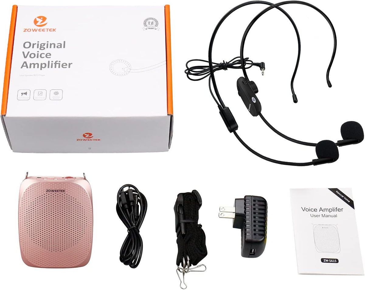 ZOWEETEK Wireless Voice Amplifier for Teachers 2 Mic Portable Speaker Mini Rechargeable Voice Amp, 2 Mics Wired+Wireless, Teacher Must Haves,Power Amplifiers