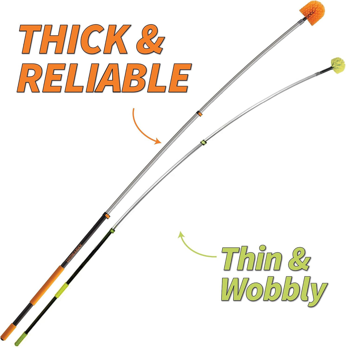 5-24 ft Long Telescopic Extension Pole, Multi-Purpose Extendable Pole Universal Twist-on Metal Tip // Lightweight and Sturdy // Best Telescopic Pole for Painting, Dusting and Window Cleaning