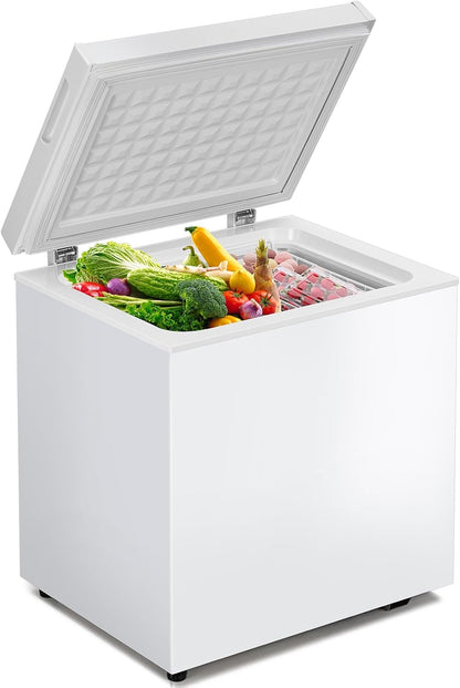 DOGHLY 2.0 Cu.Ft Chest Freezer, Small Deep Freezer with Removable Basket Mini Freezer with 7 Adjustable Temperature, Compact Food Storage Freezer Chest for Home Office Garage Apartment, White