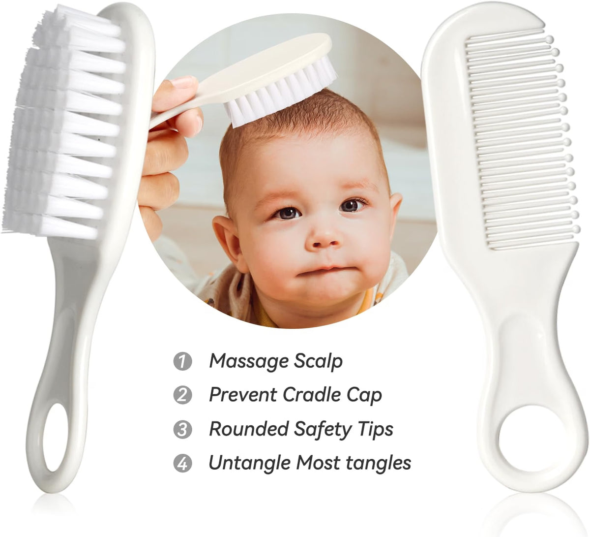 WXA 14-in-1 Baby Grooming Kit for Newborns, Infant Safety Care Set with Hair Brush, Comb, Nail Care Tools, Nasal Aspirator, Medicine Dropper & Portable EVA Case, Gray & White