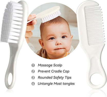 WXA 14-in-1 Baby Grooming Kit for Newborns, Infant Safety Care Set with Hair Brush, Comb, Nail Care Tools, Nasal Aspirator, Medicine Dropper & Portable EVA Case, Gray & White