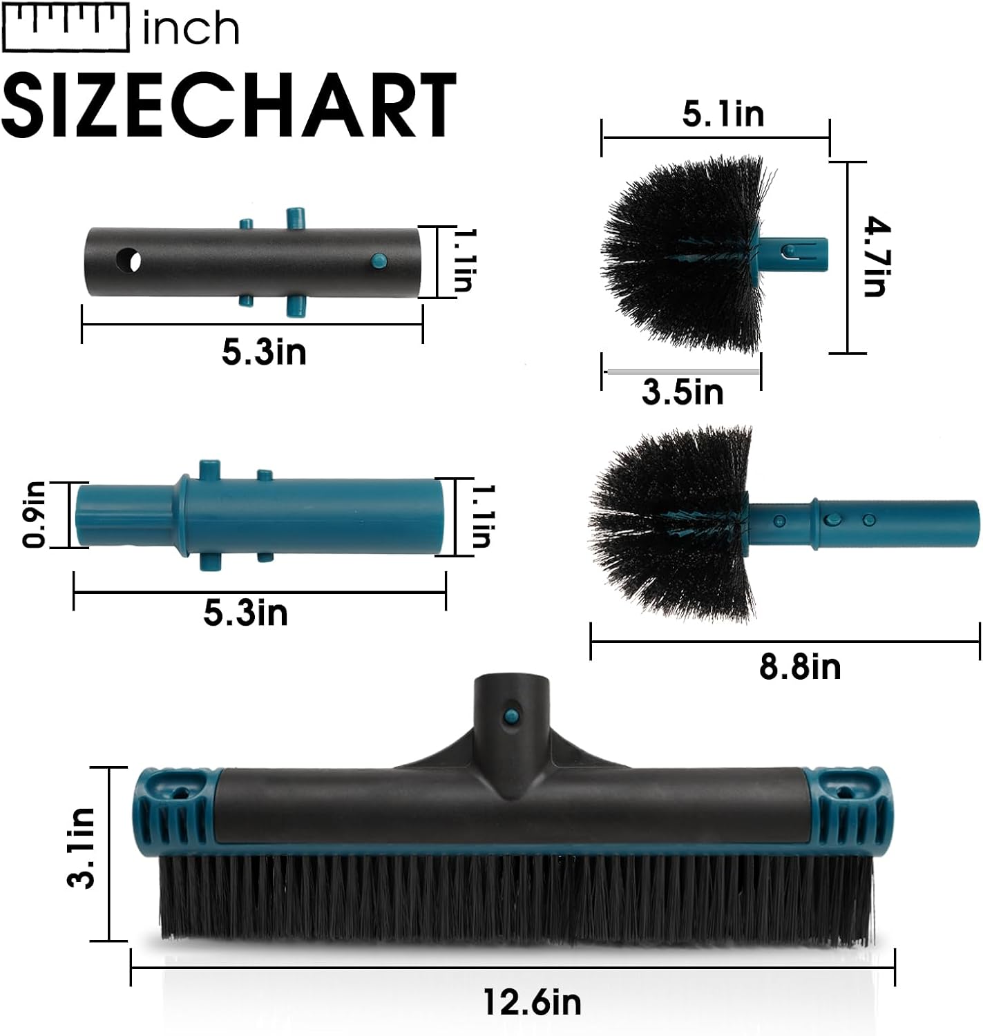 HyperionFlo Essentials 20-Inch 2-in-1 Pool Brush Head