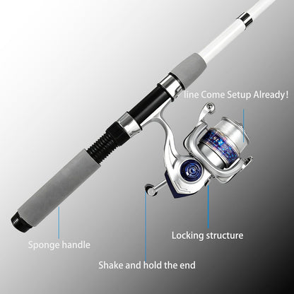 MNCIRISETOU Fishing Rod and Reel Combos 2-Pack, 6.5FT Telescopic Fishing Poles with Size 2000 Spinning Reels, Pre-Spooled 10 lb & 15 lb Monofilament Line, Accessories & Carry Bag