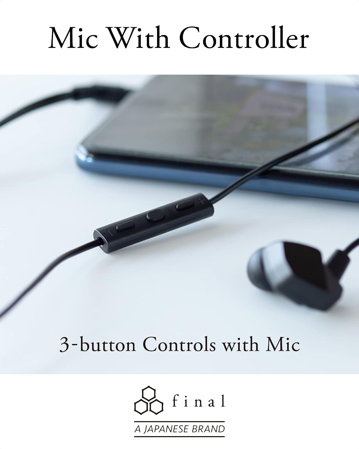 Final VR3000 Gaming Earphones for Immersive Spacious Experience - Open World Adventure, Virtual Reality & Spatial Environments - in-Line Microphone and Controls - Black