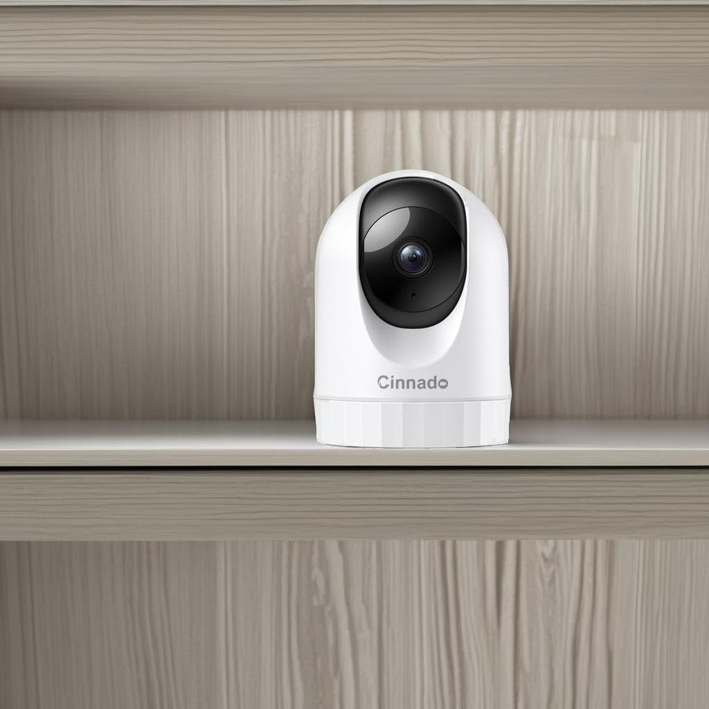 Cinnado D1 2K Indoor Security Camera, 360° Pan & Tilt Wi-Fi Camera for Pet, Dog & Baby Monitoring, Two-Way Audio, Motion Detection, Night Vision, Alexa & Google Assistant Compatible, 1-Pack