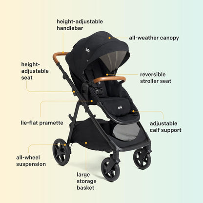 Joie Baby Ginger 4-in-1 Stroller & Mint Latch Car Seat Travel System, Shale Dark