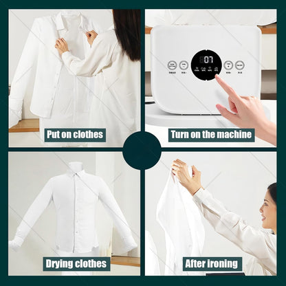 Automatic Steam Iron - Hands-Free Ironing Machine, 2-in-1 Steam & Hot Air Dryer, Quick Drying in 10 Minutes for Effortless Garment Care