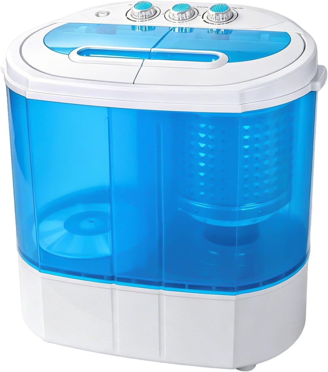 SUPER DEAL Small Portable Washing Machine | 9.9LB Twin Tub Mini Compact Washer with Spin Cycle, Top Load Design & Separate Timers