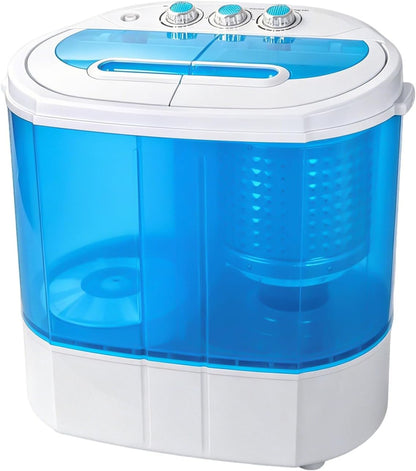 SUPER DEAL Small Portable Washing Machine | 9.9LB Twin Tub Mini Compact Washer with Spin Cycle, Top Load Design & Separate Timers