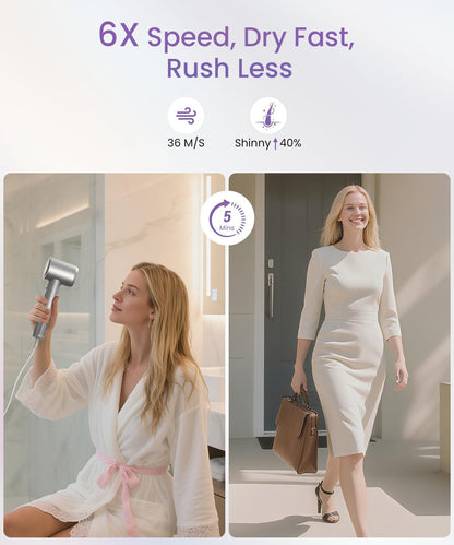 Hair Dryer, High-Speed Ionic Travel Blow Dryer 110k RPM Fast Drying Professional Quiet Compact Lightweight Hair Dryer with Diffuser Nozzle, Reduce Frizz Damage for Women Men Travel