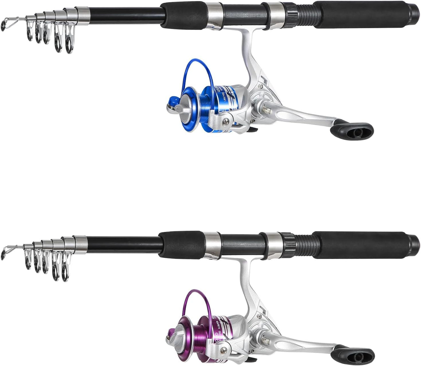 Tripquips Fishing Pole Combo, 6.9ft 2-Piece Telescopic Fishing Rods with 2 Spinning Reels, Carrier Bag, Lures & Accessories for Freshwater Fishing