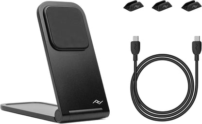 Peak Design Wireless Charging Stand, Black, Qi1 Charging, Grippy Silicone Base, Works with Peak Design Mobile Cases, MagSafe Compatible, for iPhone, Samsung and Google Pixel Phones