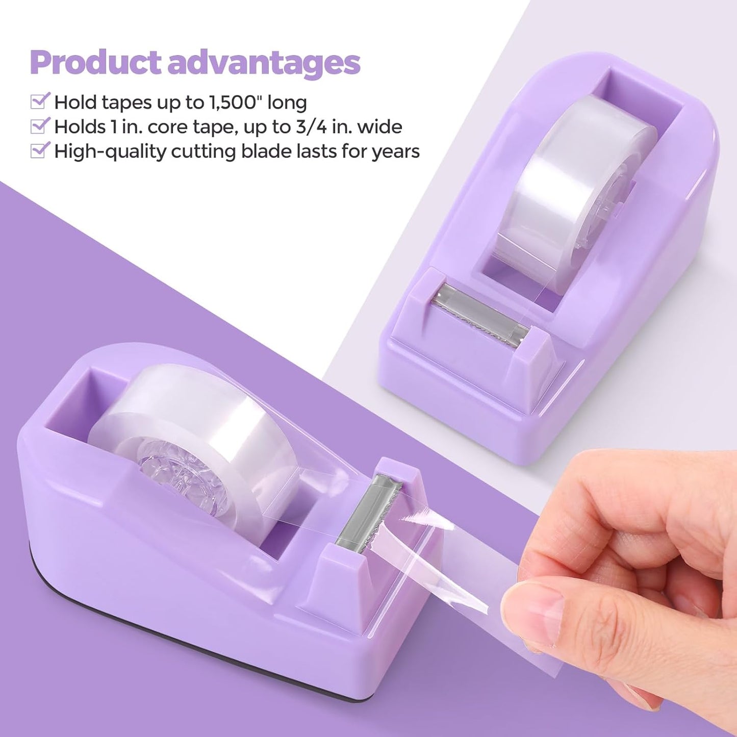 SKYDUE Purple Office Supplies Set with Rotating Pencil Holder for Desk, 11-Piece Desk Organizer and Stationery Kit