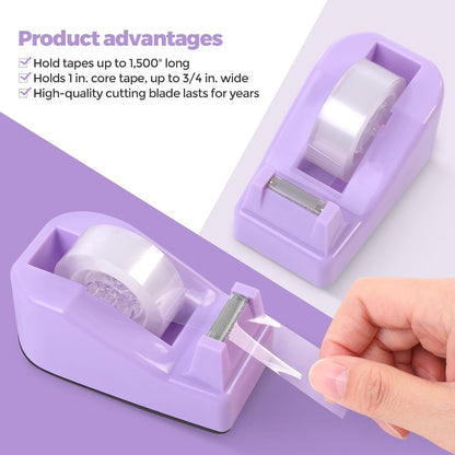 SKYDUE Purple Office Supplies Set with Rotating Pencil Holder for Desk, 11-Piece Desk Organizer and Stationery Kit