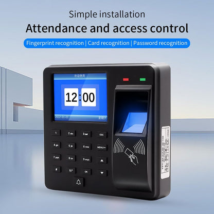 Access Control Time Attendance Machine Fingerprint Recognition/Password/Card Time Clock Employee Check-in Recorder with 10PCS Thick Card