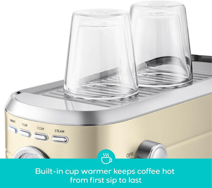 CASABREWS CM5418 Espresso Maker, Compact Espresso Machine with Milk Frother Stainless Steel, 20-Bar Pump, Built-in Pressure Gauge, Powerful Steam Wand for Cappuccino Latte for Home, 34oz Water Tank