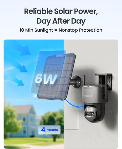 REOLINK TrackMix 4K Dual-Lens PTZ Solar Security Cameras Wireless Outdoor Auto Tracking, Color Night Vision, 360° Pan Tilt, 8X Hybrid Zoom, Smart AI Detection, No Subscriptions, Home Hub Compatible