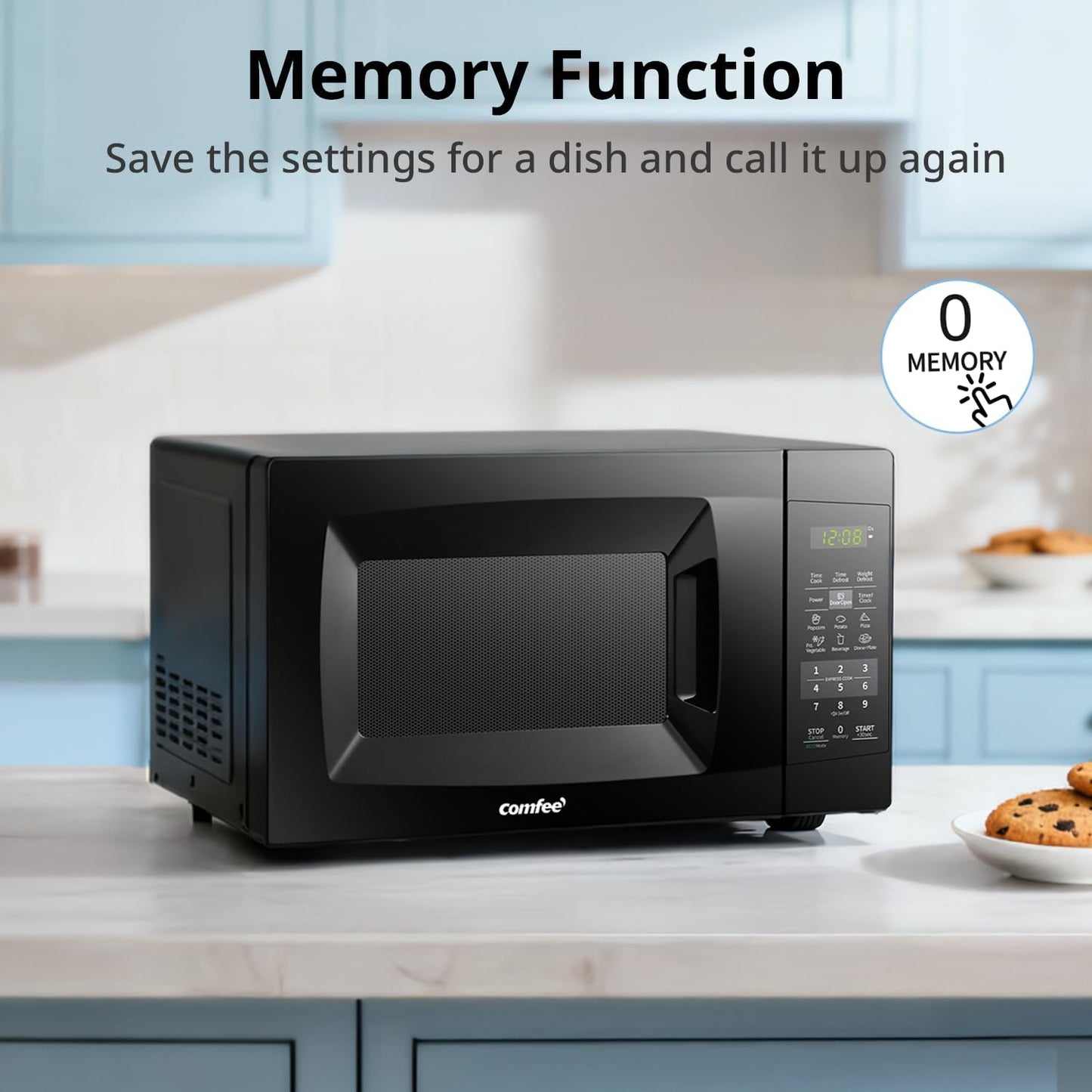 COMFEE' Countertop Microwave Oven, 0.7 Cu.Ft, 700W, Black, ECO Mode Sound On/Off, One-Touch Buttons, Child Safety Lock, for Dorm, Apartment, Office