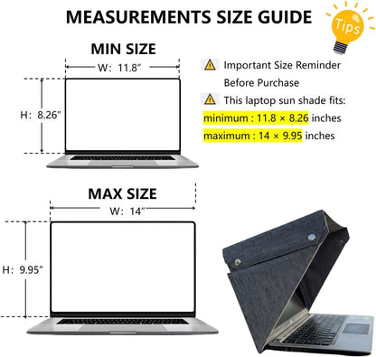 Foldable Laptop Sun Shade & Privacy Shield Hood 14" 15" 16" Working Outside anti glare screen protector privacy shade laptop tent portable and foldable for outdoor/travel Gray MacBook, HP, Surface
