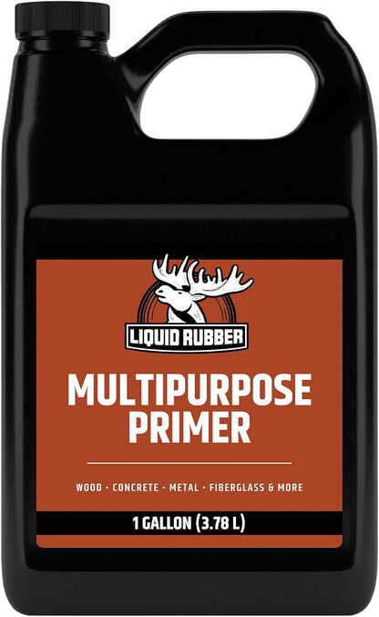 Liquid Rubber Multipurpose Primer for Concrete, Wood, Metal, 1 Gallon Easy to Apply. Bonds to fiberglass, PVC, boosts coating adhesion, dries fast and clear. Non-Toxic & Water-based