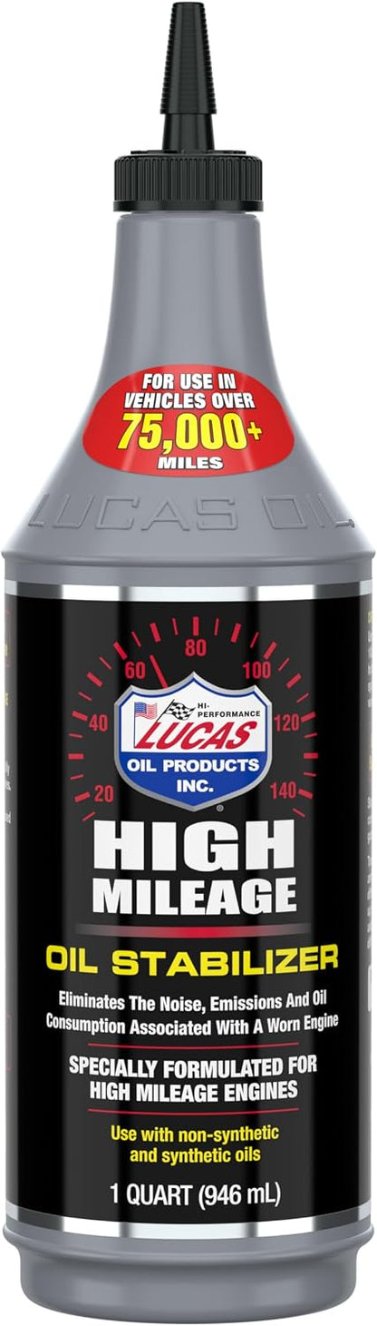Lucas Oil 10118 High Mileage Oil Stabilizer, 1 Quart Engine Oil Additive for Cars, Trucks, ATVs & UTVs