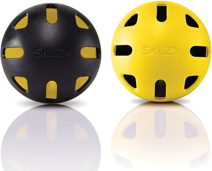 SKLZ Impact Limited-Flight Practice Baseballs, 12-Pack, EVA Pop-Back Training Balls for Baseball Hitting & Pitching, Yellow & Black
