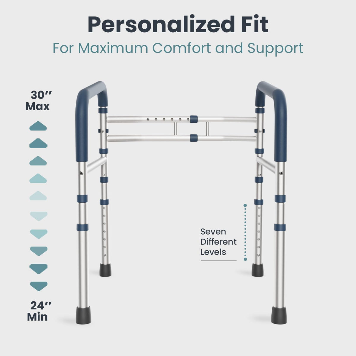 PELEGON Toilet Safety Rails (350 lb) - Adjustable Toilet Safety Frame & Rails, Toilet Safety Rail for Elderly Adults, Toilet Handles for Seniors, Toilet Bars for Elderly & Handicap
