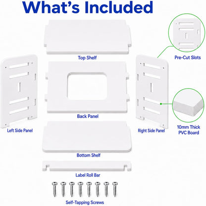 HyperionFlo Essentials 3-in-1 Thermal Label Holder Stand for 4 x 6 Labels, Roll & Fan-Fold Label Organizer, White PVC