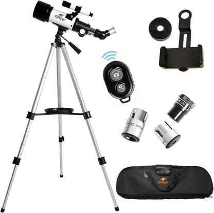 Gskyer 70mm Aperture 400mm Astronomical Refracting Telescope, AZ Mount Telescope for Kids & Beginners with Tripod, Carry Bag, Smartphone Adapter & Wireless Remote