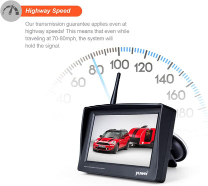 Wireless Backup Camera System with 4.3 inch Split Screen, IP69K Waterproof Wireless Rear View Camera with Night Vision, Support add 2nd Wireless Reversing Camera for Trailer, Vans, Cars, Rv, etc