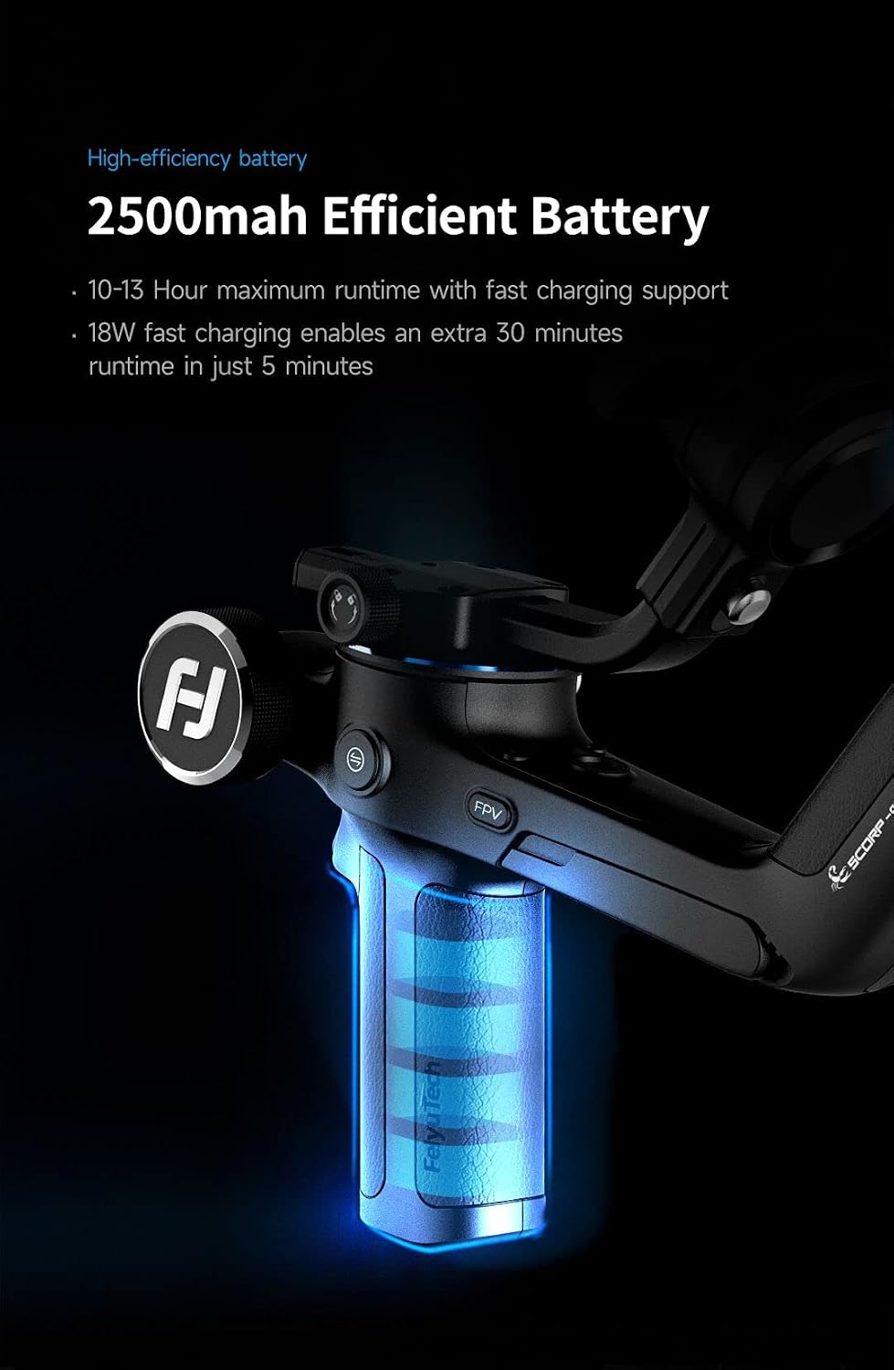 FeiyuTech SCORP-C Gimbal Stabilizer for Cameras DSLR and Mirrorless Camera, 3-Axis Camera Gimbal, 5.5lbs Payload, for Sony α7Ⅳ A6300/A6400 A7S3 a9/a7 for Canon 5D3/80D for Nikon D7500/Z5/Z6 II